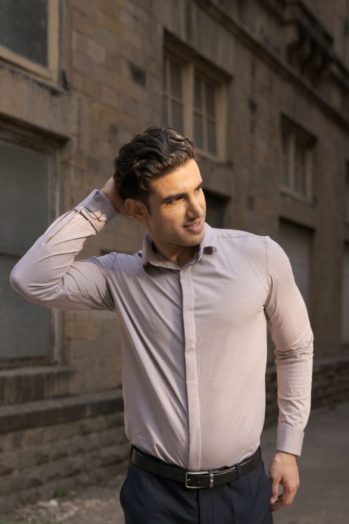 Men's Biofused & Engineered Cream Concealed Formal Shirt