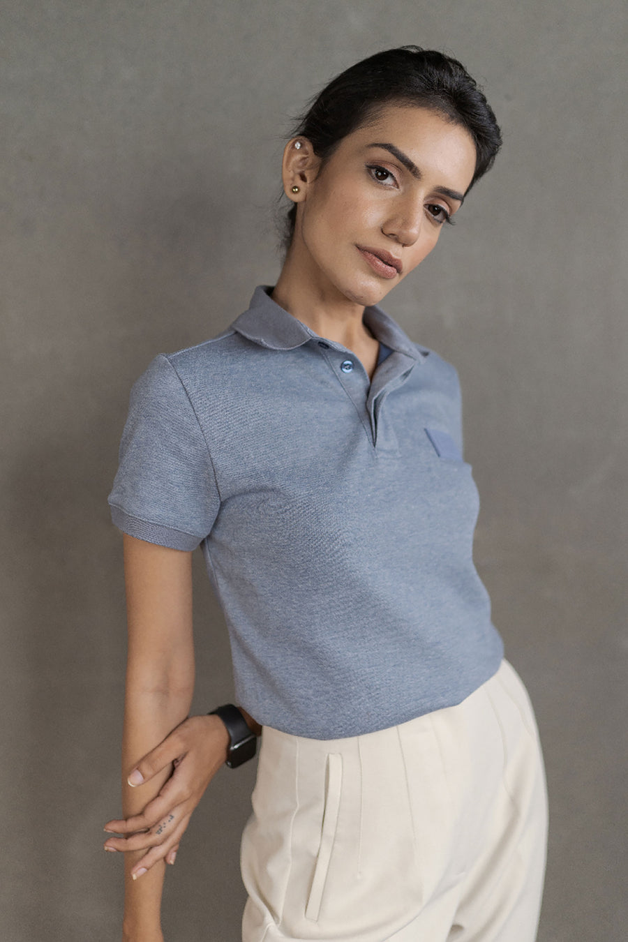 Women’s Coffee-Infused Blue Polo