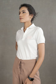 Women’s Coffee-Infused White Polo